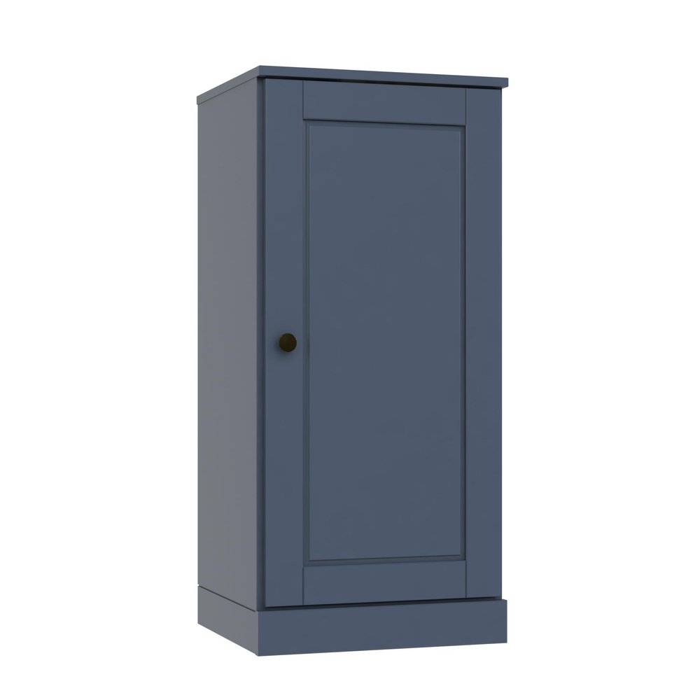 36" French Blue Solid Wood Adjustable Three Tier Library Bookcase with One Door