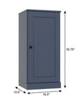 36" French Blue Solid Wood Adjustable Three Tier Library Bookcase with One Door