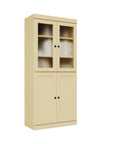 72" Yellow Solid Wood Adjustable Six Tier Library Bookcase with Four Doors