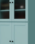 72" Aqua Solid Wood Adjustable Six Tier Library Bookcase with Four Doors
