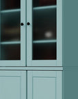 72" Aqua Solid Wood Adjustable Six Tier Library Bookcase with Four Doors