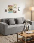 76" Gray Corduroy Loveseat and Toss Pillows