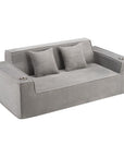 76" Gray Corduroy Loveseat and Toss Pillows