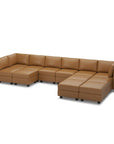 Brown Faux Leather Modular Twelve Piece Storage Sectional With Ottomans