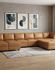 Brown Faux Leather Modular Twelve Piece Storage Sectional With Ottomans
