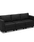 79" Black Faux Leather Modular Sofa And Storage