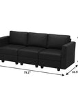 79" Black Faux Leather Modular Sofa And Storage
