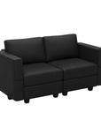 64" Black Faux Leather Loveseat With Storage