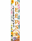 46" Orange Black And White Solid Wood Welcome Peeps Easter Porch Sign