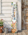 46" Green Black And White Solid Wood Happy Easter Porch Sign