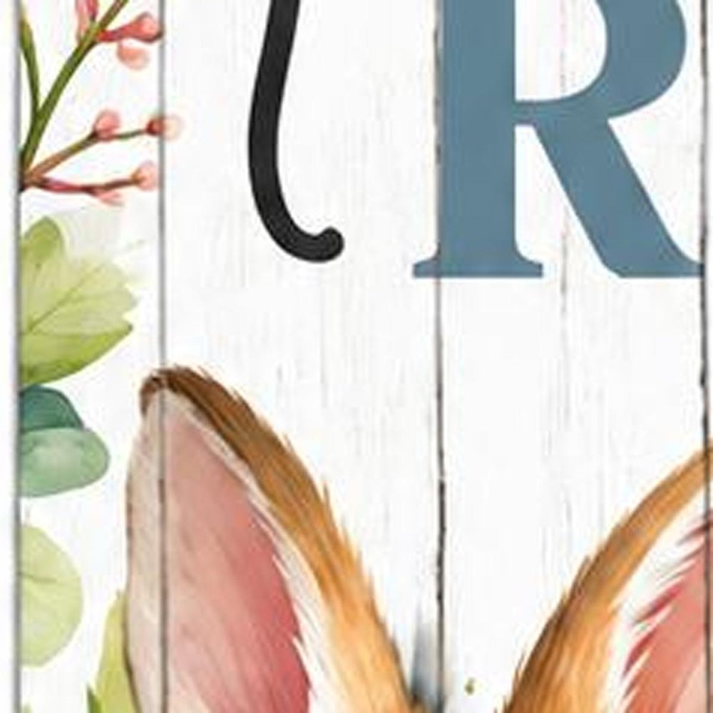 46" Green Black And White Solid Wood Happy Easter Porch Sign