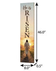 46" Dark Brown Yellow And Orange Solid Wood He is Risen Easter Porch Sign