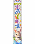46" Lime Green Blue And White Solid Wood Happy Easter Porch Sign