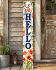 46" Orange White And Green Solid Wood Oh Hello Porch Sign