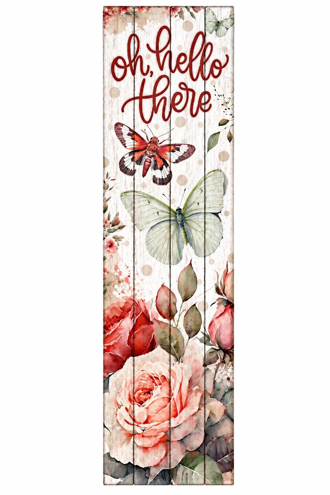 36" Mint Green White And Maroon Solid Wood Oh Hello There Porch Sign