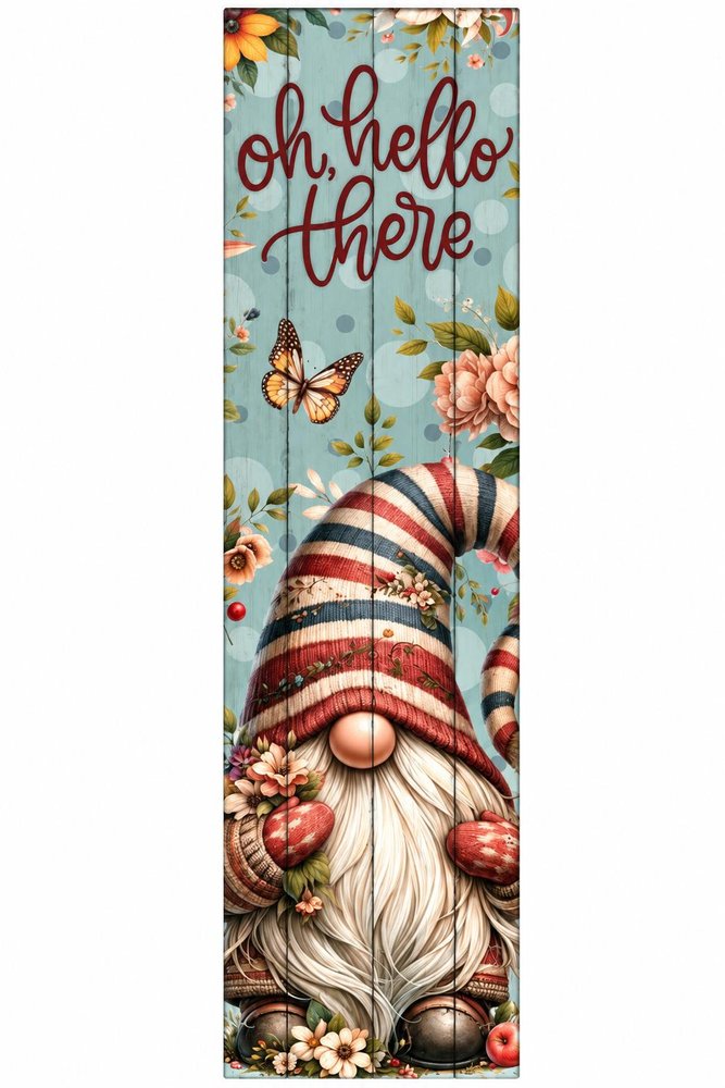 36" Burgundy Teal Blue And Brown Solid Wood Oh Hello There Porch Sign