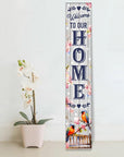 46" Dark Blue Pink And White Solid Wood Welcome To Our Home Porch Sign