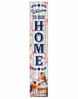 46" Dark Blue Pink And White Solid Wood Welcome To Our Home Porch Sign