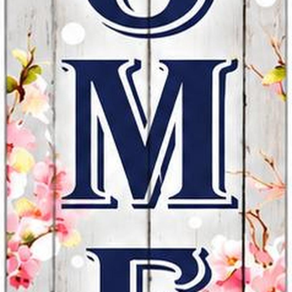 46" Dark Blue Pink And White Solid Wood Welcome To Our Home Porch Sign