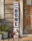 46" Dark Blue Pink And White Solid Wood Welcome To Our Home Porch Sign