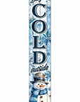 46" Navy Blue White And Slate Gray Solid Wood Baby It's Cold Outside Porch Sign