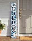 46" Navy Blue White And Slate Gray Solid Wood Baby It's Cold Outside Porch Sign