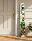 46" Brown White And Green Solid Wood Tis the Season Freezin Porch Sign