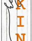 46" Orange Yellow And White Solid Wood Hey There Pumpkin Porch Sign