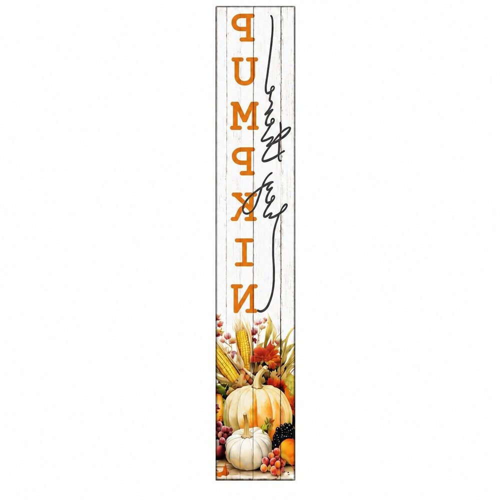 46" Orange Yellow And White Solid Wood Hey There Pumpkin Porch Sign