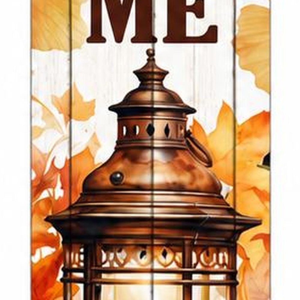 46" Dark Brown White And Orange Solid Wood Home Sweet Home Porch Sign
