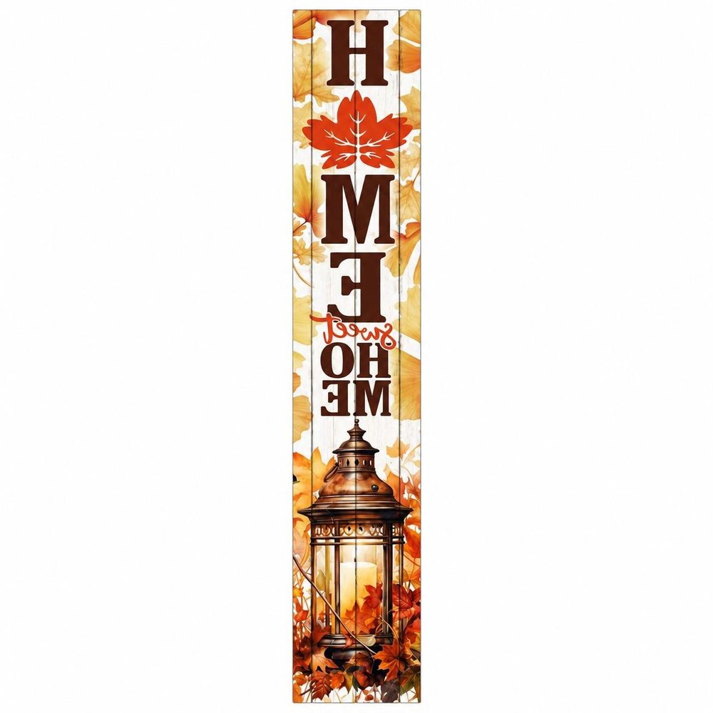 46" Dark Brown White And Orange Solid Wood Home Sweet Home Porch Sign