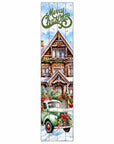 36" Sage Green And White Solid Wood Merry Christmas Snow Scene Porch Sign