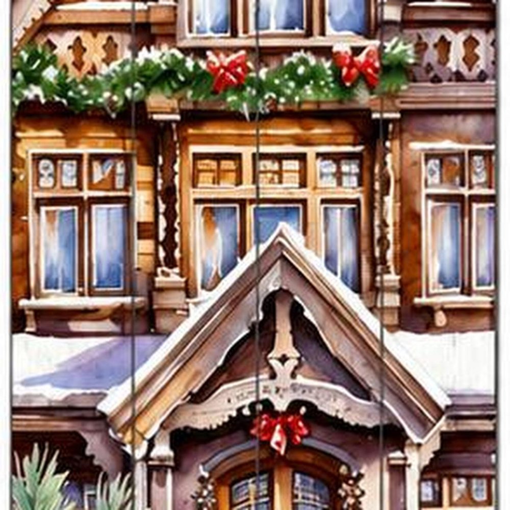 36" Sage Green And White Solid Wood Merry Christmas Snow Scene Porch Sign