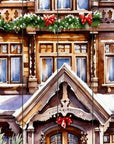 36" Sage Green And White Solid Wood Merry Christmas Snow Scene Porch Sign