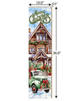 36" Sage Green And White Solid Wood Merry Christmas Snow Scene Porch Sign