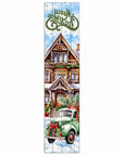 36" Sage Green And White Solid Wood Merry Christmas Snow Scene Porch Sign