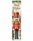 36" Gold Red White And Green Solid Wood Happy Holidays Christmas Nutcracker Porch Sign