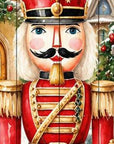 36" Gold Red White And Green Solid Wood Happy Holidays Christmas Nutcracker Porch Sign