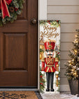 36" Gold Red White And Green Solid Wood Happy Holidays Christmas Nutcracker Porch Sign
