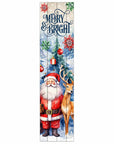 36" Sky Blue Red White And Green Solid Wood Merry & Bright Santa Porch Sign