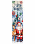 36" Sky Blue Red White And Green Solid Wood Merry & Bright Santa Porch Sign
