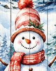 36" Sky Blue Red And White Solid Wood Let It Snow Christmas Snowman Porch Sign
