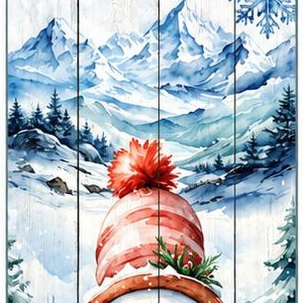 36" Sky Blue Red And White Solid Wood Let It Snow Christmas Snowman Porch Sign