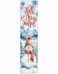36" Sky Blue Red And White Solid Wood Let It Snow Christmas Snowman Porch Sign