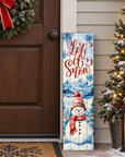 36" Sky Blue Red And White Solid Wood Let It Snow Christmas Snowman Porch Sign