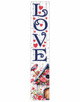 46" Navy Blue White And Red Solid Wood Love Porch Sign