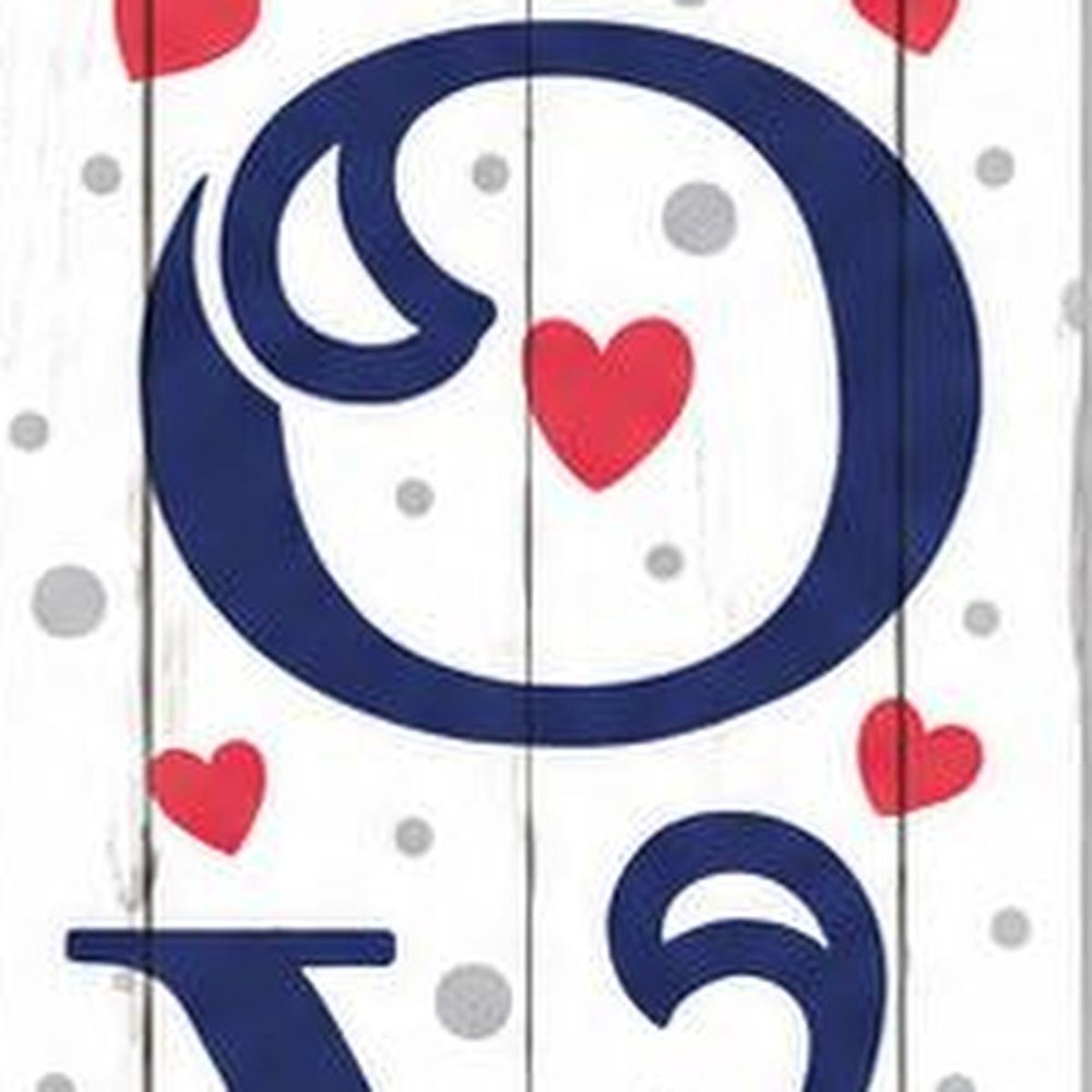 46" Navy Blue White And Red Solid Wood Love Porch Sign