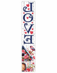 46" Navy Blue White And Red Solid Wood Love Porch Sign