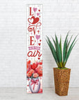 46" Red White And Pink Solid Wood Love is in the Air Porch Sign