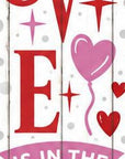 46" Red White And Pink Solid Wood Love is in the Air Porch Sign